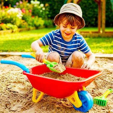 Imagem de Carriola Grande Brinquedo Carrinho de Mao Pá Rastelo Menino - Magic To