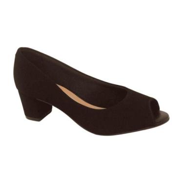 Imagem de Sapato Feminino PeepToe Beira Rio Nobuck 4777400, Preto, 35