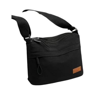 Imagem de Bolsa Transversal Grande Feminina Com Vários Zíperes E Alça Ajustável 