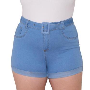 Imagem de Shorts Jeans Plus Size com cinto e Elastano cor clara - Bellamari Jean