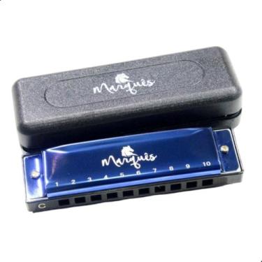 Imagem de Gaita De Boca Marquês Diatonica 20 Vozes AZUL GD20BL - MARQUES