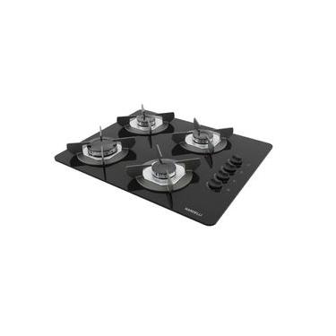Imagem de Cooktop a Gás Nardelli Safe 4 Bocas Vidro Temperado Preto Bivolt