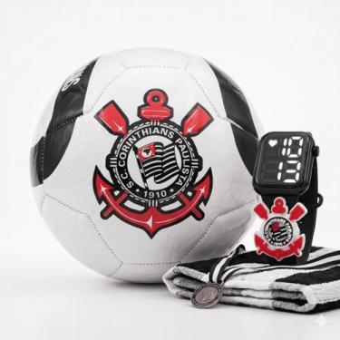Imagem de Kit Corinthians Bola Futebol Sintética e Relógio Infantil - SMACTUDO