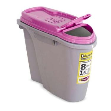 Imagem de Pote para ração Porta Ração Dispenser Plast Pet 8L 3,5kg, Rosa Pink