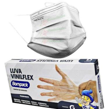 Imagem de Mascara Descartável Branca+ Luva Bompack Transparente G - Bompack + mu