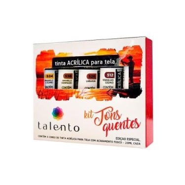 Imagem de Tinta Acrílica Talento Tons Quentes Com 5 Cores 20 Ml Cada