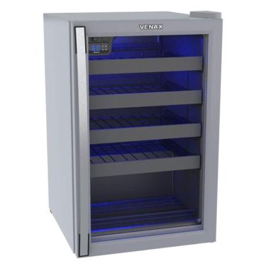 Imagem de Adega Venax Piubella Cave 24 Garrafas Porta Vidro Duplo Cinza 100L LED Azul 220V