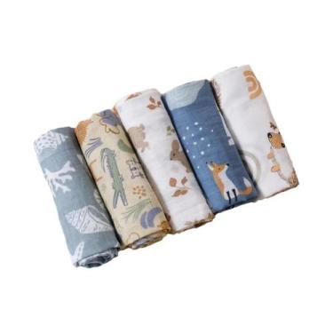 Imagem de Conjunto De Fraldas De Algodão Muslin Macio Para Bebês Recém-Nascidos 