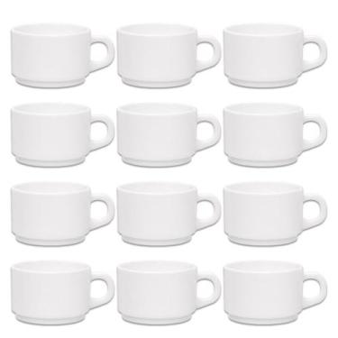 Imagem de Jogo 12 Xícara de Café Branca Vidro Opalino Hotel Restaurante 90ml Roj