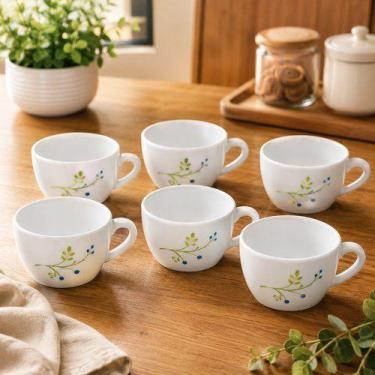Imagem de Conjunto 6 Xícaras Porcelana 130ml Design Tropical Branco Elegante - F