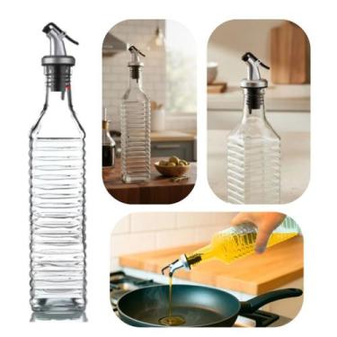 Imagem de Galheteiro e Vinagreiro Garrafa Azeite em Vidro 500ml Bico Dosador Ide