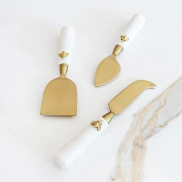 Imagem de Conjunto de 3 Facas Para Queijo Cabo Mármore Laguiole Bee - Marble&Co