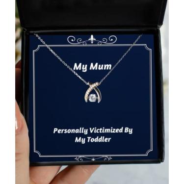 Imagem de SpreadPassion Colar Epic Mum Wishbone Dancing Necklace Personally Victimized by My Toddler, Presente para mãe, de Son Daughter