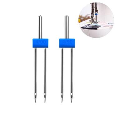 Imagem de 02 Agulhas Dupla 4mm Nº 11 Para Máquina de Costura Doméstica