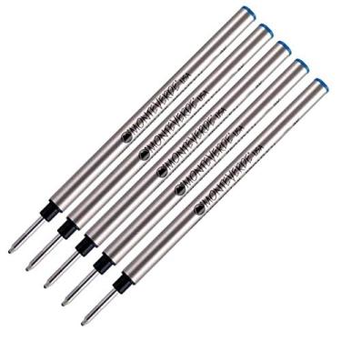 Imagem de Pacote com 5 – Recargas de caneta esferográfica Monteverde sem tampa para caber em canetas esferográficas Pelikan, ponta larga (embaladas a granel), Azul