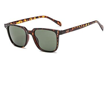 Imagem de Óculos de sol quadrado verde escuro leopardo homem óculos de sol masculino óculos de sol designer de pesca viagens vintage óculos de sol, leopardo g15, china