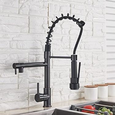 Imagem de Torneira de cozinha de primavera puxe pulverizador lateral bico duplo de alça única misturador torneira de pia 360 rotações torneiras de cozinha, orb guang, china