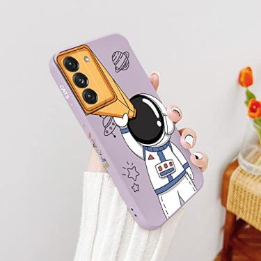 Imagem de Astronauta com estojo de telescópio para Samsung Galaxy S22 S21 S20 FE S10 S10e Note 20 ultra 10 9 Plus Pro Capa de telefone macia à prova de choque, grama roxa2, para Note20Ultra