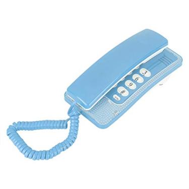 Imagem de Mini telefone de parede, telefone fixo retrô montável na parede com função de flash e função de mudo de chamada, interface RJ45 alimentada por linha telefônica telefone residencial para hotel e escola familiar (azul)