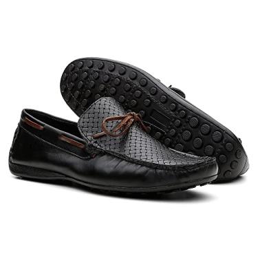 Imagem de Mocassim Masculino Couro Sapato Casual Clássico - Preto - 39