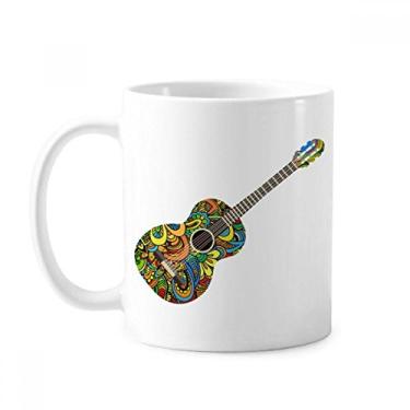 Imagem de Caneca de cerâmica com design de instrumento musical de guitarra cerâmica xícara de porcelana de café