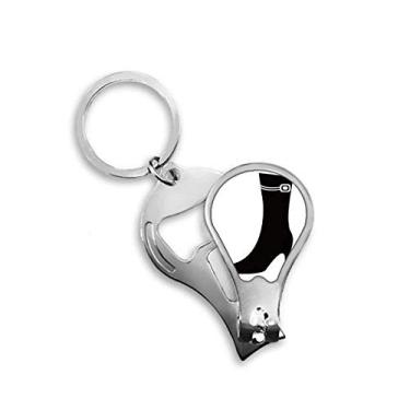 Imagem de Simples Graphics Preto Salto Alto Contorno Cortador de Unhas Abridor Chaveiro Tesoura