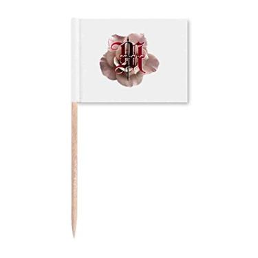Imagem de Bandeiras de palito de dente de sangue gótico com alfabeto flor para decoração de festa