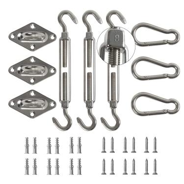 Imagem de Doeworks – Kit de toldo para para-sol de velas retangulares ou triangulares, aço inoxidável resistente para uso externo