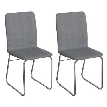 Imagem de Conjunto com 2 Cadeiras Hawke Cinza e Cromado