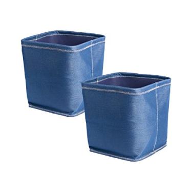 Imagem de DII Cesta ou cestos dobráveis de poliéster, solução organizadora para casa, mesa de escritório, prateleira, quarto e armário (conjunto de 2 cubos grandes - 33 cm) - azul