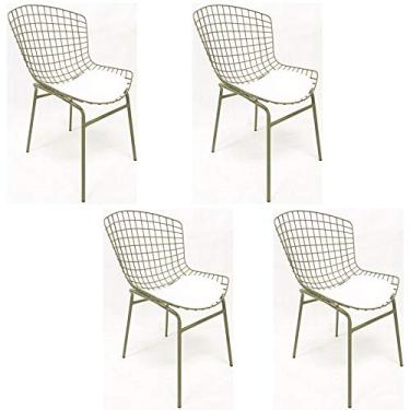 Imagem de Kit 4 Cadeiras BERTÓIA cor Rato assento branco tubular - Poltronas do Sul