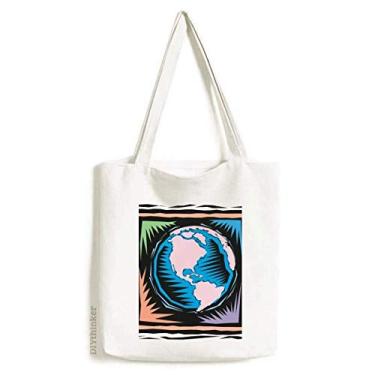 Imagem de Mysterious Blue Earth Bolsa de lona com gravação de elemento mexicano bolsa de compras casual