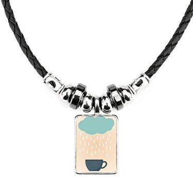 Imagem de DIYthinker Colar Rain Cloud Cup Smile Face Weather Jewelry Torque Leather Rope Pendant