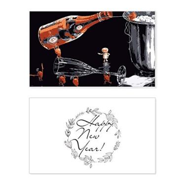 Imagem de Garrafa de vidro para decoração de balde de gelo, ano novo, cartão de felicitações, mensagem de abençoar presente