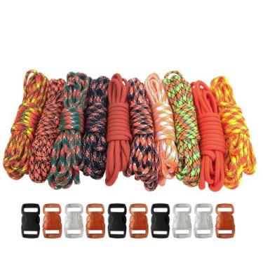 Imagem de Paracord Planet Kits de artesanato tipo III de 249 kg com fivelas, 100', laranja