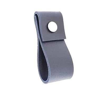 Imagem de Puxador Doba Parafuso - Textura de Couro Azul Marinho - Parafuso Branco