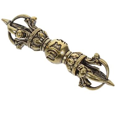 Imagem de Pilão Vajra Budista Dorje Phurba Antigo Vajra Phurba Feito à mão Phurba Pilão Budista Tibetano Vajra Antigo Pilão Vintage Vajra Dorje Estátua Ornamentos de Cobre de Latão Rei/817