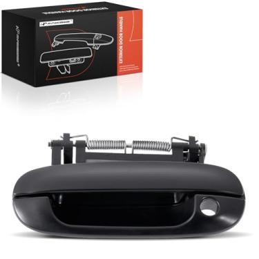 Imagem de A-Premium Maçaneta externa dianteira esquerda do lado do motorista com fechadura compatível com Cadillac DTS 2006-2008, DeVille 2000-2005, Sevilha 1998-2004, Primed Black, Replace# 25749397, 25749403