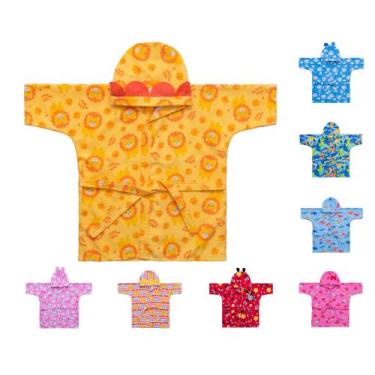 Imagem de Roupão de banho bebe infantil bichinhos estampado c/capuz baby joy iii