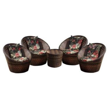 Imagem de Conjunto de Poltronas Fibra Sintética Bola - 4 Poltronas + 1 Mesa Cent