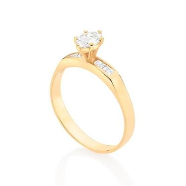 Imagem de Anel Solitário Rommanel Folheado a Ouro com Zircônia 513276, 20, Doura