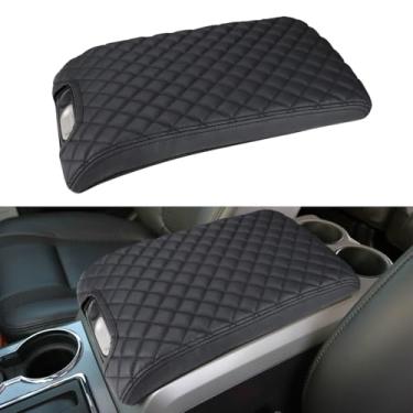 Imagem de INTGET Capa de apoio de braço do console central para acessórios Ford F150 2009 2010 2011 2012 2013 2014 tampa do meio do carro protetor de assento almofada de cotovelo (almofada preta, 2009-2014)