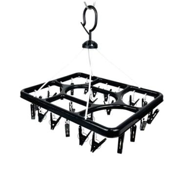 Imagem de Varal Dobrável Retangular com 24 Prendedores, Ideal para Secagem de Roupas Íntimas, Meias e Acessórios, Linha Premium ViZu (Preto)