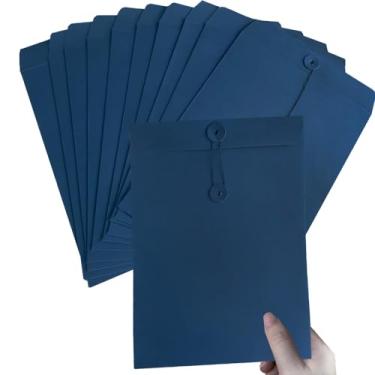 Imagem de Pasta de arquivo de papel Kraft A4 com 10 peças, pasta de envelope de arquivamento azul, pasta de documentos de projeto com fecho de cordas, suporte de apresentação, bolsa organizadora de cartas