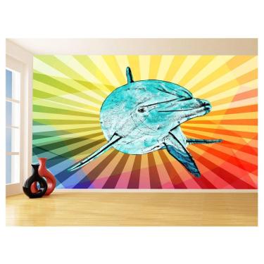 Imagem de Papel De Parede 3D Animais Pop Art Golfinho Cor 3,5M Pxa281