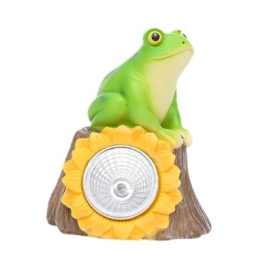 Imagem de Stgfyxgs Ornamento de Estátua de Animal para área Externa com Luz Solar Externa, Decoração Moderna de Lâmpada de Paisagem, Escultura de Resina para Quintal, Gr, Sapo, Tamanho real