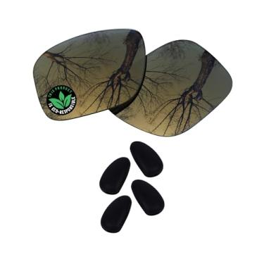 Imagem de Raydi Lentes de reposição de policarbonato e protetores de nariz para óculos de sol Maui Jim Red Sands - Bronze Dourado espelhado - Polarizado