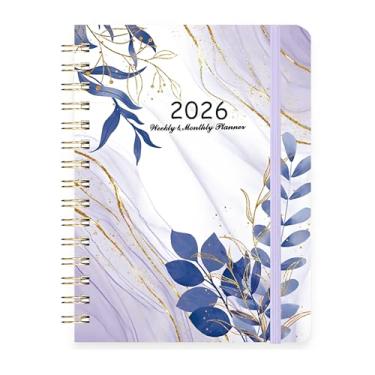 Imagem de Caderno planejador de calendário, adequado para trabalho e tarefas diárias, escritório, casa, notas de trabalho, plano de exercícios, 2025-2026, caderno de folhas soltas (roxo)