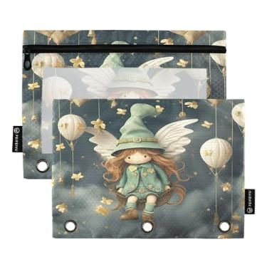 Imagem de Wassud Flying Girl on A Balloon Pacote com 2 Pastas de Fichário Pastas de Bolso com 3 Furos, Pasta Organizadora de Fichários para Casa, Escritório