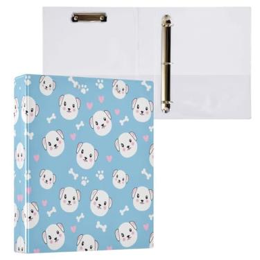 Imagem de STAYTOP Organizador de fichário redondo de cachorro fofo, fichário de 3 anéis com prancheta (carta A4), fichário fofo para material de escritório escolar